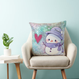 Niedlich Snowman Pastel Pattern Herz Kissen