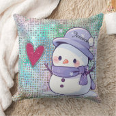 Niedlich Snowman Pastel Pattern Herz Kissen (Decke)