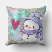 Niedlich Snowman Pastel Pattern Herz Kissen (Vorderseite)