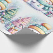 Niedlich Snowman Pastel Weihnachten Große Größe Geschenkpapier (Ecke)