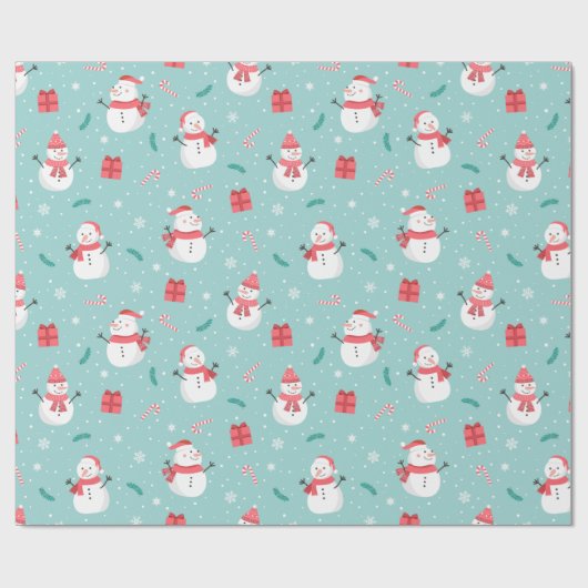 Niedlich Snowman Pattern Geschenkpapier (Flach)
