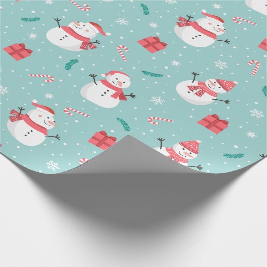 Niedlich Snowman Pattern Geschenkpapier (Ecke)