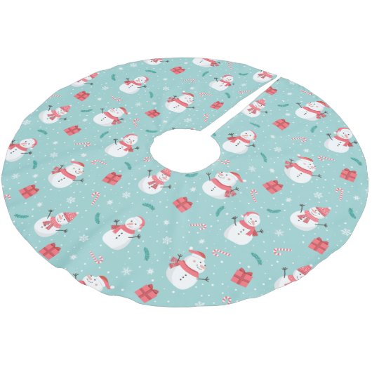 Niedlich Snowman Pattern Polyester Weihnachtsbaumdecke (Schrägansicht)
