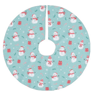 Niedlich Snowman Pattern Polyester Weihnachtsbaumdecke