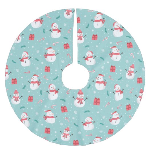 Niedlich Snowman Pattern Polyester Weihnachtsbaumdecke (Vorderseite)