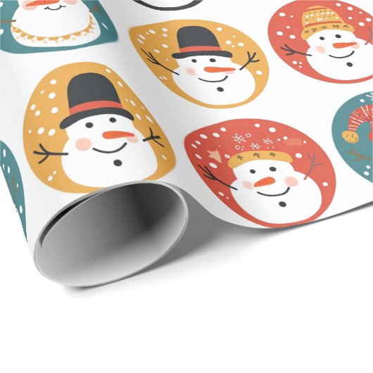 Niedlich Snowman Pattern Weihnachten Geschenkpapier (Rolleneckpunkt)