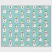 Niedlich Snowman Pattern Weihnachten Geschenkpapier (Flach)