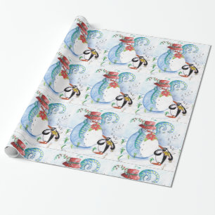 NIEDLICH SNOWMAN & PENGUIN'S WINTER SERENADE GESCHENKPAPIER