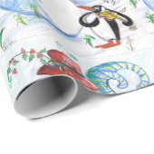 NIEDLICH SNOWMAN & PENGUIN'S WINTER SERENADE GESCHENKPAPIER (Rolleneckpunkt)