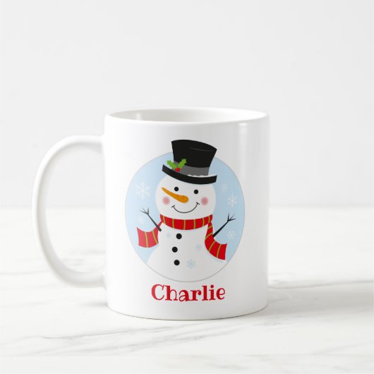 Niedlich Snowman Personalisiert Kinder Weihnachten Kaffeetasse (Links)