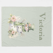 Niedlich Snowman Personalisiert Modern Green Fleecedecke (Vorderseite (Horizontal))