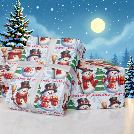 Niedlich Snowman Personalize Text Weihnachtsgesche Geschenkpapier
