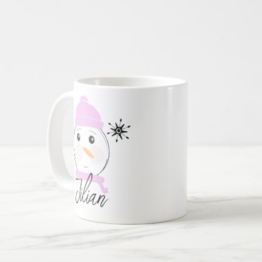 Niedlich Snowman Pink Erste Weihnachtsfeier Kaffeetasse (Vorderseite Links)