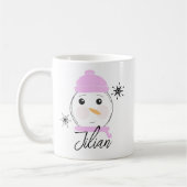 Niedlich Snowman Pink Erste Weihnachtsfeier Kaffeetasse (Links)