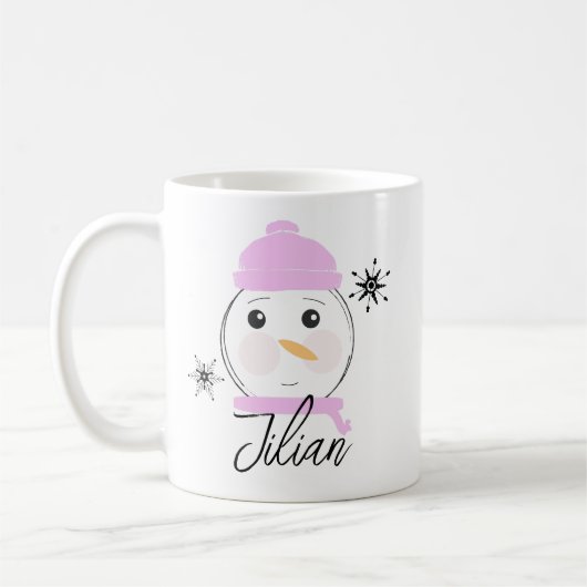 Niedlich Snowman Pink Erste Weihnachtsfeier Kaffeetasse (Links)