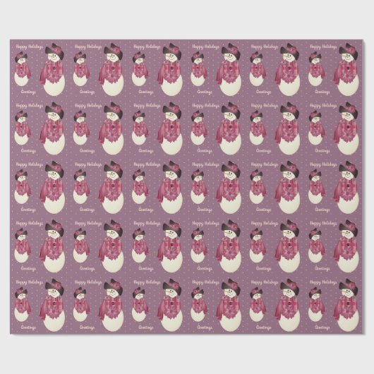 Niedlich Snowman Plum Geschenkpapier (Flach)