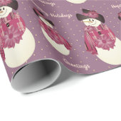 Niedlich Snowman Plum Geschenkpapier (Rolleneckpunkt)