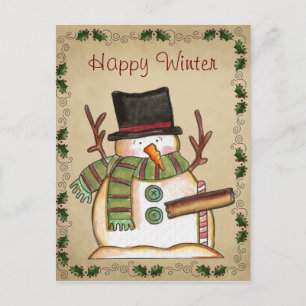 Niedlich Snowman Postcard Postkarte