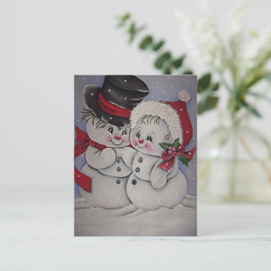 niedlich Snowman Postkarte (Stehend Vorderseite)