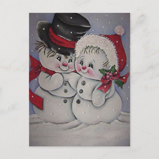 niedlich Snowman Postkarte (Vorderseite)