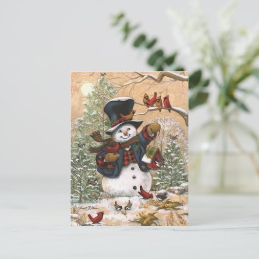 niedlich Snowman Postkarte (Stehend Vorderseite)