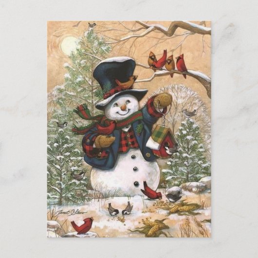 niedlich Snowman Postkarte (Vorderseite)