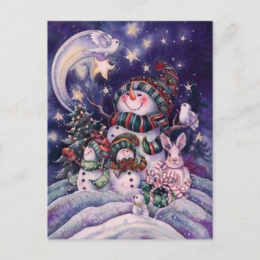niedlich Snowman Postkarte (Vorderseite)