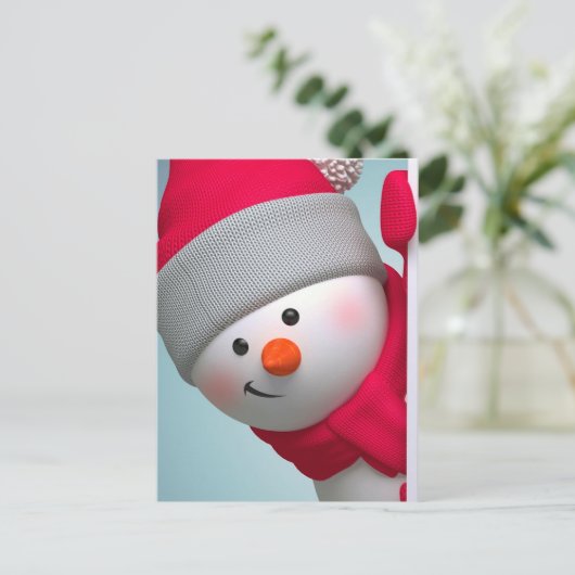 Niedlich Snowman Postkarte (Stehend Vorderseite)