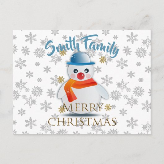 Niedlich Snowman Postkarte (Vorderseite)