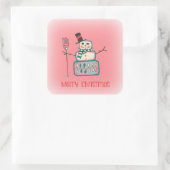Niedlich Snowman Quadratischer Aufkleber (Tasche)