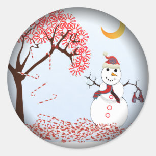 Niedlich Snowman Runder Aufkleber