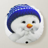 Niedlich Snowman Rundes Kissen (Vorderseite)