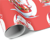 Niedlich Snowman Santa Xmas Sweet Candy Cane Muste Geschenkpapier (Rolleneckpunkt)