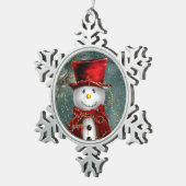 Niedlich Snowman Schneeflocken Zinn-Ornament (Rechts)