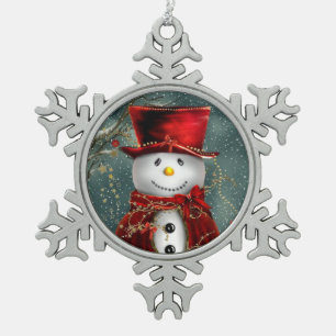 Niedlich Snowman Schneeflocken Zinn-Ornament