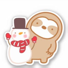 Niedlich Snowman Sloth Sticker