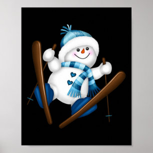 Niedlich Snowman Snowboarden Snowboarder Weihnacht Poster