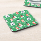 Niedlich Snowman Snowflake Seamless Patterns Weihn Getränkeuntersetzer (Linke Seite)