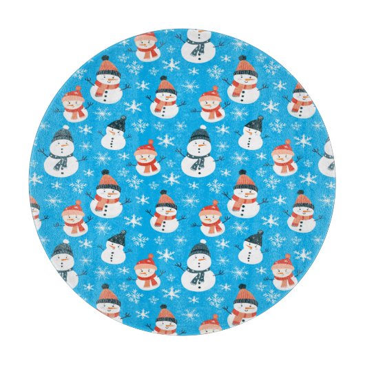 Niedlich Snowman Snowflake Seamless Patterns Weihn Schneidebrett (Vorderseite)