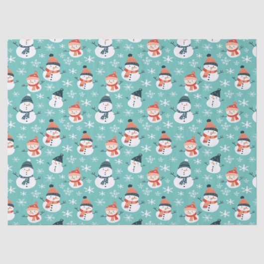 Niedlich Snowman Snowflake Seamless Patterns Weihn Seidenpapier (Vorderseite)