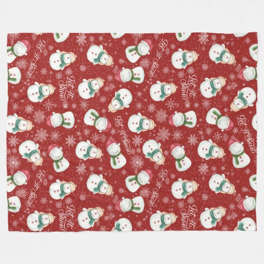Niedlich Snowman Snowflake Whimsischer Weihnachten Fleecedecke (Vorderseite (Horizontal))