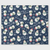 Niedlich Snowman Snowflake Whimsischer Weihnachten Geschenkpapier (Flach)