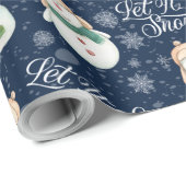 Niedlich Snowman Snowflake Whimsischer Weihnachten Geschenkpapier (Rolleneckpunkt)