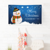 Niedlich Snowman Snowy Night Weihnachten Banner (Insitu)