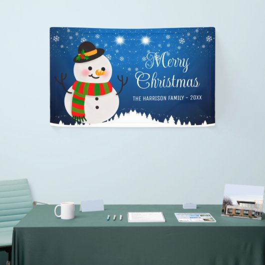Niedlich Snowman Snowy Night Weihnachten Banner (Messeveranstaltung)