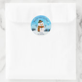 Niedlich Snowman Snowy Winterweihnachtsfest Runder Aufkleber (Tasche)