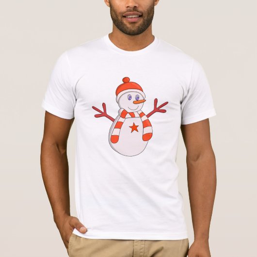 Niedlich Snowman Star T-Shirt (Vorderseite)