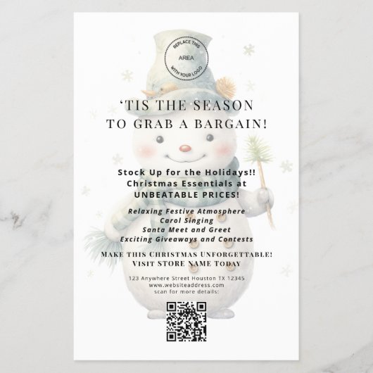 Niedlich Snowman Store Christmas Angebote QR Code Flyer (Vorne)