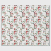 Niedlich Snowman Watercolor Weihnachten Geschenkpapier (Flach)