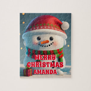 Niedlich Snowman Weihnachten Personalisierte Kinde Puzzle